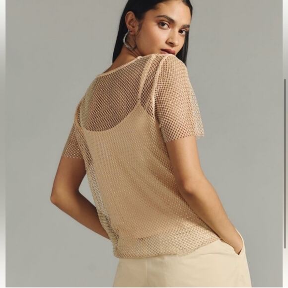 Anthropologie Sequin Sparkle Mesh Blouse - Picture 2 of 10